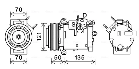 Компрессор кондиционера Jeep Grand Cherokee (99-) 2.7CRD AVA AVA COOLING JEAK066