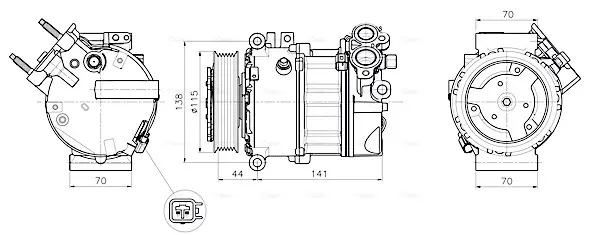 AVA LAND ROVER Компресор кондиціонера DISCOVERY IV 5.0 V8 09-, RANGE ROVER III 4.4 D, 5.0 09-, RANGE ROVER SPORT I 5.0 09-, JAGUAR AVA COOLING JRAK061 (фото 1)