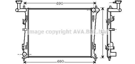 Радіатор охолодження двигуна Hyundai i30 (07-) 1.4i-1.6i MT AC+/- AVA AVA COOLING KA2097 (фото 1)
