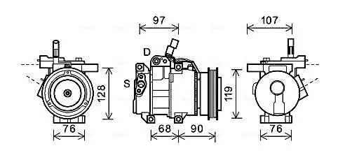 Компресор кондиціонера KIA Rio II (05-) 1.4i, 1.6i AVA AVA COOLING KAAK161 (фото 1)