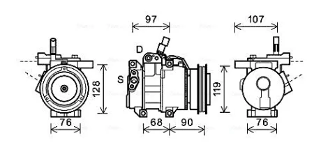 Компресор кондиціонера KIA Rio II (05-) 1.4i, 1.6i AVA AVA COOLING KAAK161