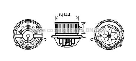 Вентилятор отопителя салона MB A-class 169 04&gt;12, B-class 245 05&gt;11 AC+ AVA AVA COOLING MS8607 (фото 1)