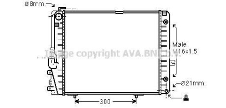 Радіатор охолодження двигуна MB W124 MT/AT + AC 89-96 (Ava) AVA COOLING MSA2072