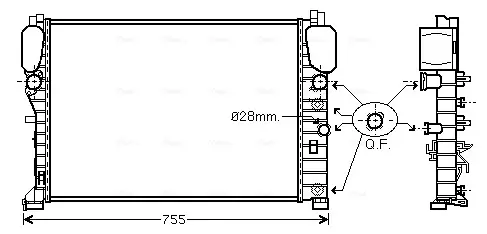 Радиатор охлаждения двигателя MB E211 200 komp 220-270 CDI MT/AT AC+/- AVA COOLING MSA2394 (фото 1)