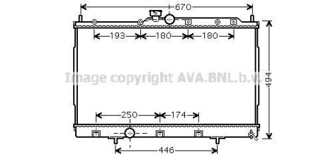 Радіатор охолодження MITSUBISHI OUTLANDER (CU2, 5W) (03-) (аналог MTА2183) (AVA) AVA COOLING MT2183