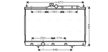 Радіатор охолодження MITSUBISHI OUTLANDER (CU2, 5W) (03-) (аналог MTА2183) (вир-во AVA) AVA COOLING MT2183
