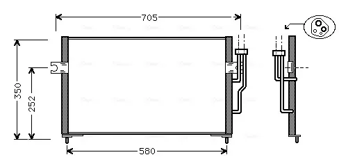 Конденсатор кондиционера MITSUBISHI CARISMA (DA) (95-) (пр-во AVA) AVA COOLING MT5100 (фото 1)
