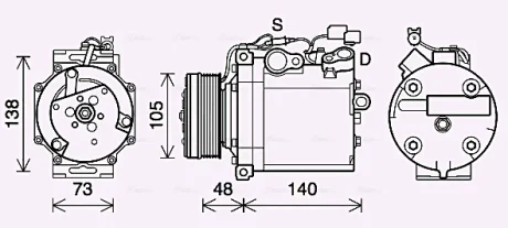 Компрессор системы кондиционирования AVA COOLING MTAK263