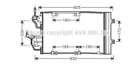 Радиатор кондиционера Opel Astra H 1,3CDTI 1,7CDTI 1,9CDTI, Zafira B 1,7CDTI 1, AVA COOLING OL5454D