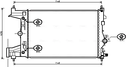 Радиатор, охлаждение двигателя AVA COOLING OLA2545