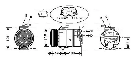 Компресор кондиціонера Opel Astra G (98-), Meriva (03-), Zafira (99-) 1.4i, 1.6i, 1.8i, 2.0i AVA AVA COOLING OLAK316