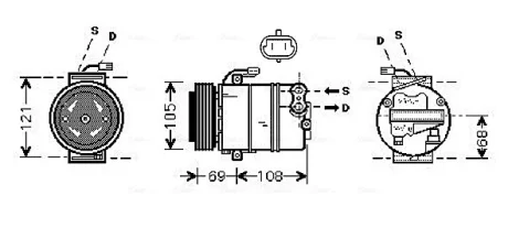 Компресор кондиціонера Opel Astra G (99-), Zafira (99-) 2.0Di, 2.2DTi AVA AVA COOLING OLAK358