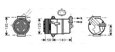 Компресор кондиціонера Opel Astra H (04-), Zafira B (05-) 1.9CDTi AVA AVA COOLING OLAK437