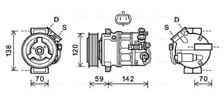 AVA OPEL Компресор кондиціонера ASTRA J 2.0 09-, INSIGNIA A 1.6, 2.0 08-, SAAB AVA COOLING OLAK579