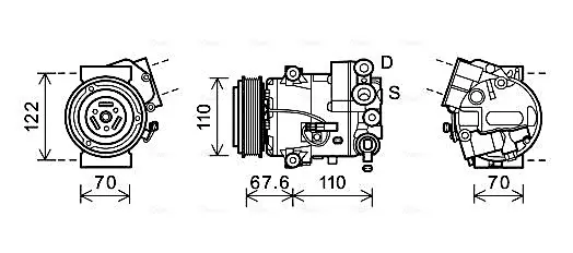 AVA OPEL Компресор кондиціонера ASTRA J 1.3 CDTI 12-, MERIVA B 1.7 CDTI AVA COOLING OLAK605 (фото 1)