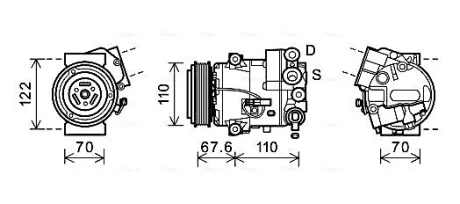 AVA OPEL Компресор кондиціонера ASTRA J 1.3 CDTI 12-, MERIVA B 1.7 CDTI AVA COOLING OLAK605