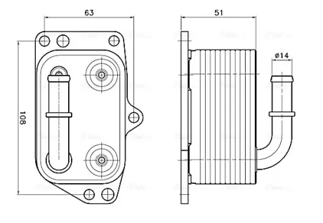 Радіатор масляний Citroen C4 (05-), C5 (08-), Jumpy (07-)/Peugeot 307 (01-), 407 (04-), Expert (07-) 1.8i, 2.0i  AVA AVA COOLING PE3433