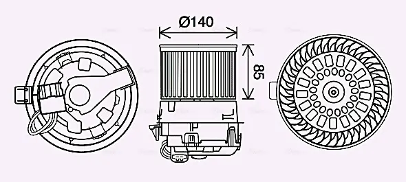 Вентилятор обігрівача салону Citroen C3 (16-)/Peugeot 2008 (13-) AVA AVA COOLING PE8558 (фото 1)