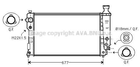 Радиатор охлаждения двигателя PE 405 14/6/8/20 MT 92-96 (Ava) AVA COOLING PEA2125