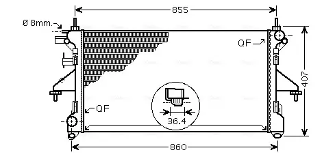 Радіатор, Система охолодження двигуна AVA COOLING PEA2304 (фото 1)