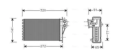 Радіатор обігрівача салону Citroen C3 (02-)/Peugeot 206 (98-), 307 (00-) AVA AVA COOLING PEA6356