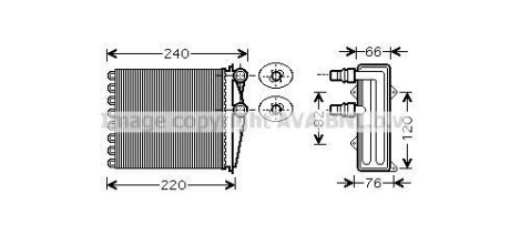 Радиатор отопителя салона Opel Vivaro I Renault Trafic II III cabin heater AVA COOLING RT6380 (фото 1)