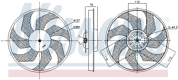 AVA NISSAN Вентилятор радіатора PRIMASTAR 2.0 01-, 2.5 03-, OPEL, RENAULT AVA COOLING RT7686 (фото 1)