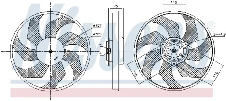 AVA NISSAN Вентилятор радіатора PRIMASTAR 2.0 01-, 2.5 03-, OPEL, RENAULT AVA COOLING RT7686