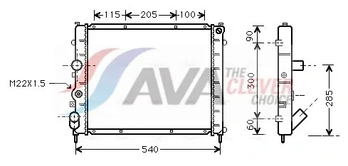 Радіатор охолодження двигуна KANGOO 15D/19D MT -AC 97- (Ava) AVA COOLING RTA2215 (фото 1)