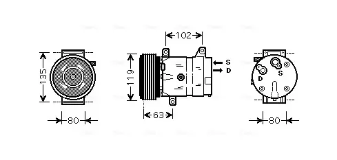Компресор кондиціонера Renault Master II (98-), Trafic II (01-)/Opel Movano (98-), Vivaro (01-)/Nissan Interstar (02-), Primastar (01-) AVA AVA COOLING RTAK440 (фото 1)