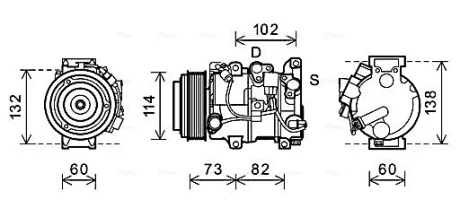 AVA LEXUS Компресор кондиціонера GS 300 05-, IS II 250 05- AVA COOLING TOAK639