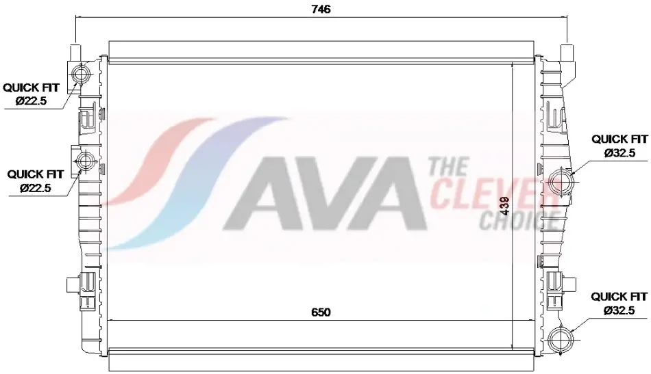 Радіатор, Система охолодження двигуна AVA COOLING VN2461 (фото 1)