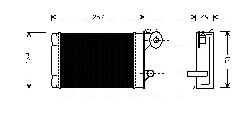 Радиатор отопителя VW POLO/TRANSP ALL 80-94 VW6062 (Ava) AVA COOLING VN6062 (фото 1)