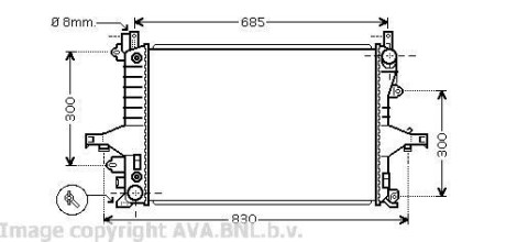 Радіатор охолодження двигуна V70 ALL 00-07/S80 20/4/9 (Ava) AVA COOLING VO2115