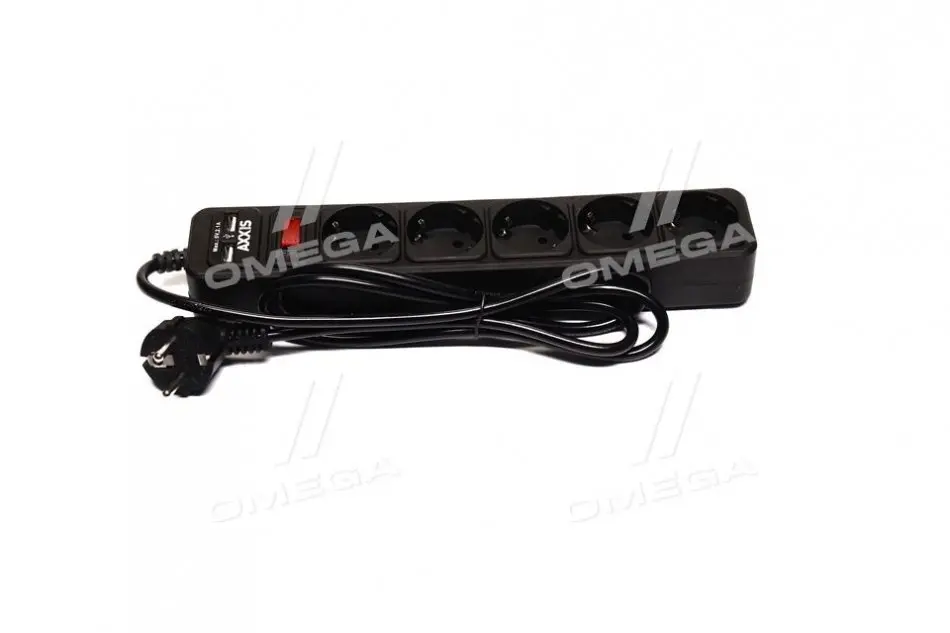 Мережевий фільтр-подовжувач з USB2 Optima Base 5 1,5m BLACK провід 3*0,75мм2 <> AXXIS Ax-1264 (фото 1)