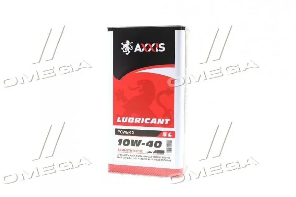 Олива моторн. 10W-40 Power Х (Каністра 5л) Напівсинтетична моторна олива підвищеної ефективності для використання в високопродуктивних бензинових і дизельних двигунах легкових автомобілів і легких вантажівок, зокрема турбованих; зі зниженим вмі AXXIS AX-2177 (фото 1)