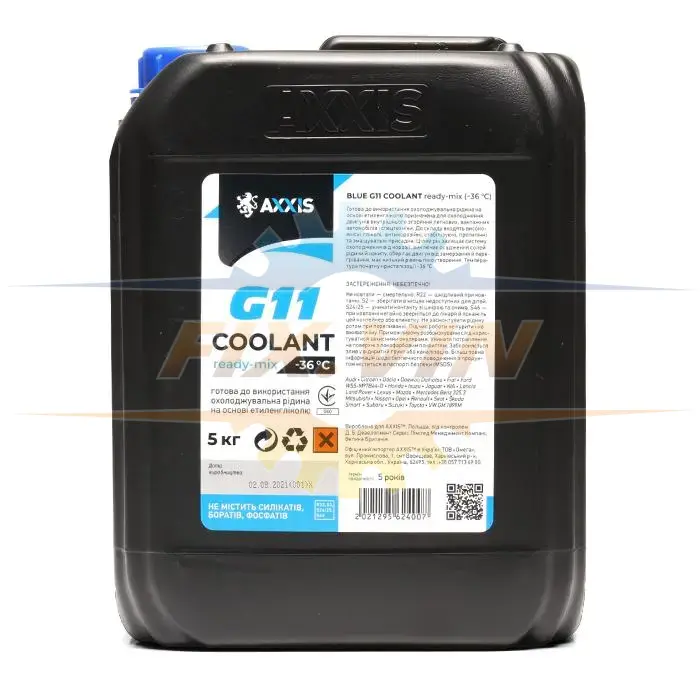 Антифриз BLUE G11 Сoolant Ready-Mix -36°C синій 5л AXXIS AX-P999-G11B RDM5 (фото 1)