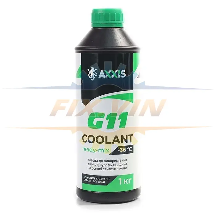 Антифриз G11 Сoolant Ready-Mix -36°C зелений 1л AXXIS AX-P999-G11Gr RDM1 (фото 1)