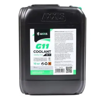 Антифриз G11 Сoolant Ready-Mix -36°C зелений 10л AXXIS AX-P999-G11Gr RDM10
