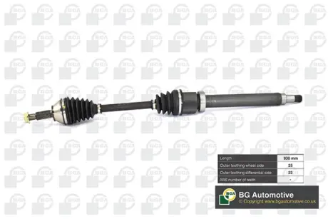Піввісь Ford Focus 1.4-1.8i 98-05 (25/23) 930mm Пр. BGA DS2301R