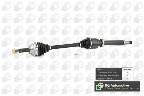 Піввісь Ford Transit 06-12 2.2TDCi (28/36) 1057mm Пр. BGA DS2351RA (фото 1)