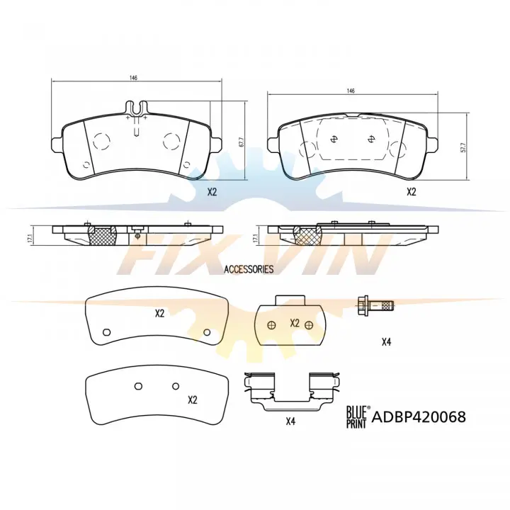 Blue Print Комплект гальмівних накладок, дискове гальмо BLUE PRINT ADBP420068 (фото 1)