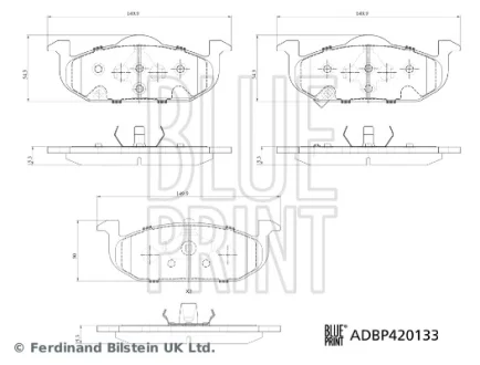 Blue Print Комплект гальмівних накладок, дискове гальмо BLUE PRINT ADBP420133