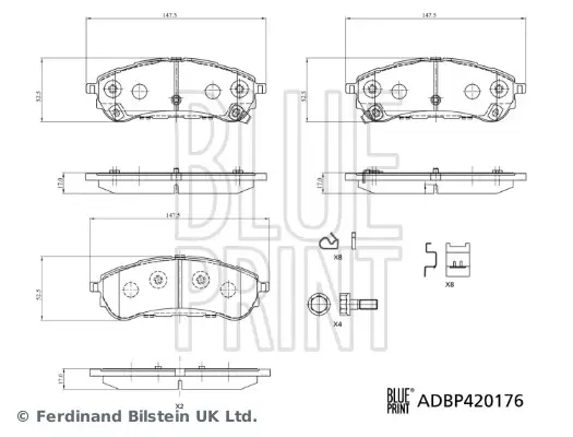Blue Print Комплект гальмівних накладок, дискове гальмо BLUE PRINT ADBP420176 (фото 1)