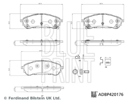 Blue Print Комплект гальмівних накладок, дискове гальмо BLUE PRINT ADBP420176
