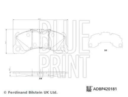 Blue Print Комплект гальмівних накладок, дискове гальмо BLUE PRINT ADBP420181