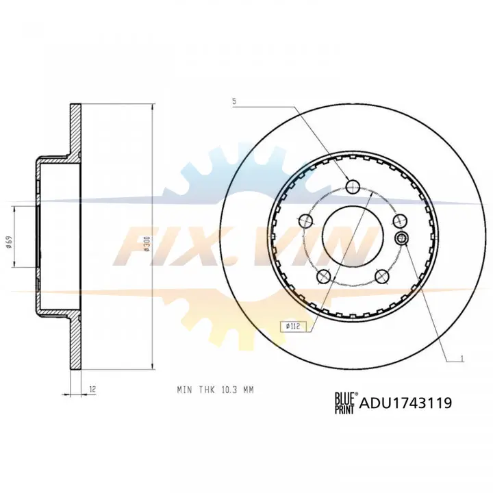 Blue Print Гальмівний диск BLUE PRINT ADU1743119 (фото 1)