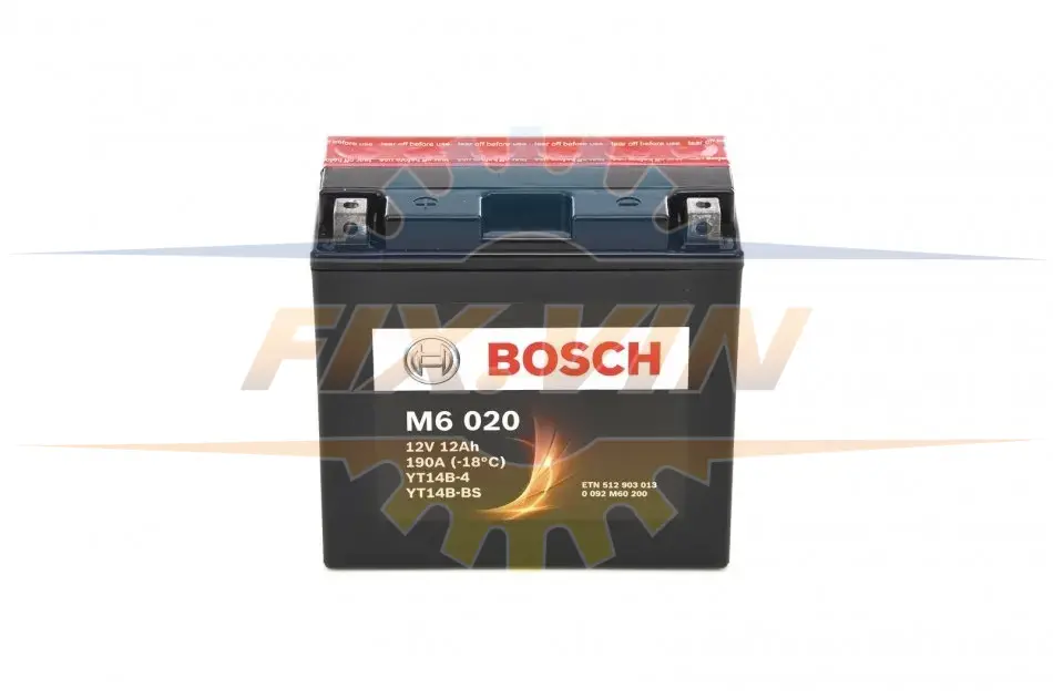 Акумулятор сухозаряджений AGM 12Ah 190А BOSCH 0 092 M60 200 (фото 1)