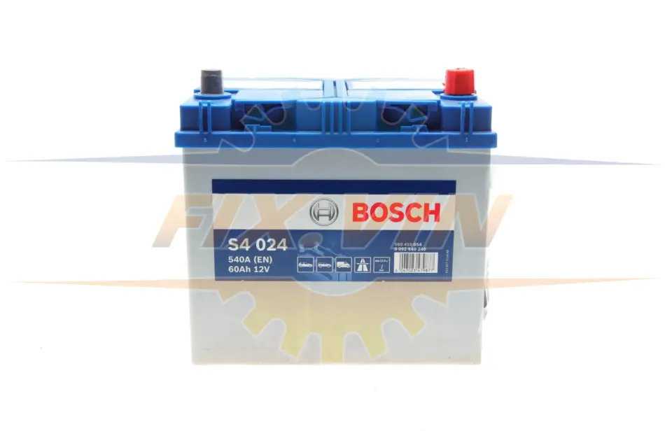 Акумулятор 60Ah-12v (S4024) (232x173x225),R,EN540 Азія BOSCH 0 092 S40 240 (фото 1)