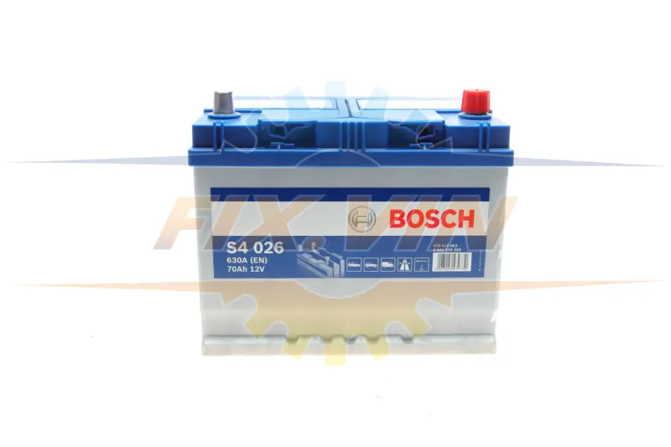 Акумулятор 70Ah-12v (S4026) (261x175x220),R,EN630(Азія) BOSCH 0092S40260 (фото 1)